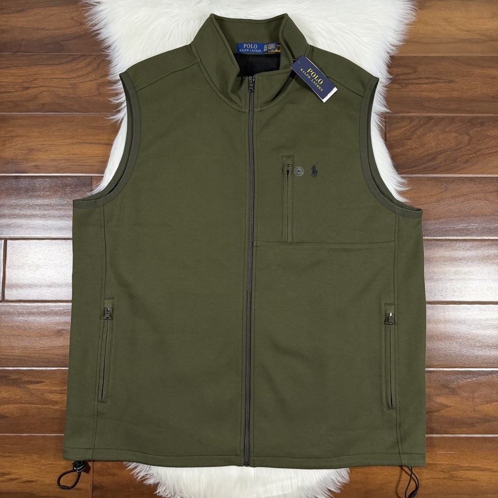 Polo Ralph Lauren Men's Size 2XLT Green Full Zip Double Knit Vest Jacket